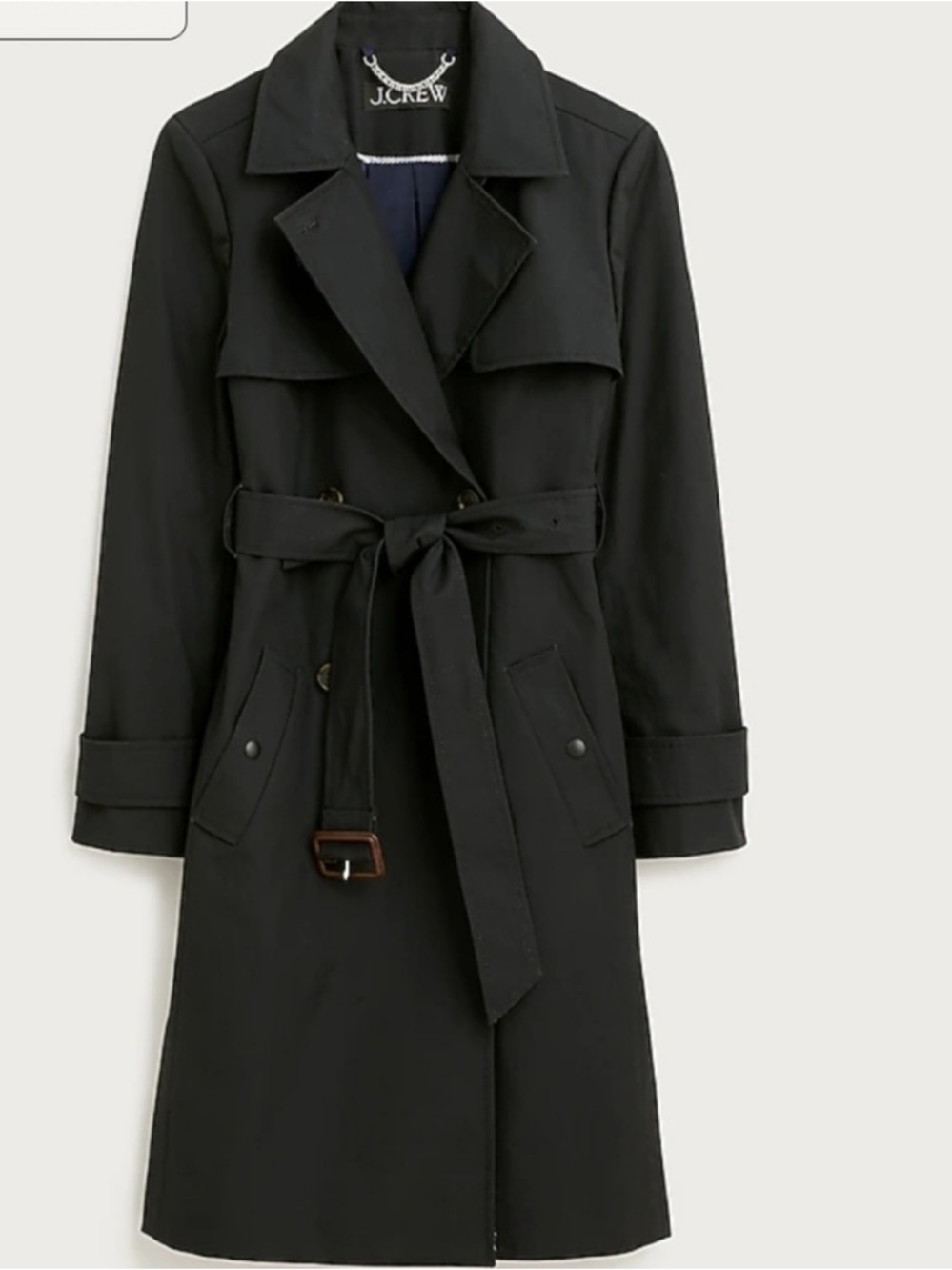 J. Crew Woman's Black Icon Trench Coat NEW Size 20 * no belt* - Picture 5 of 12